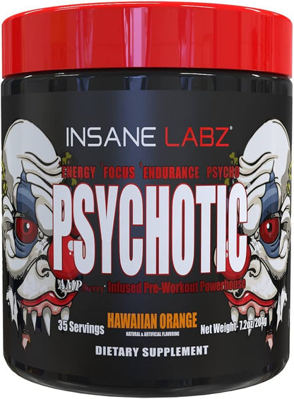 insane labz psychotic pre-workout, 35 serving, ( HAWAIIAN ORANGE)