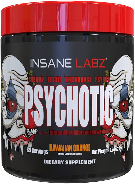 insane labz psychotic pre-workout, 35 serving, ( HAWAIIAN ORANGE)